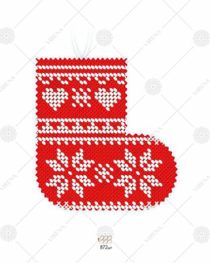 "Calza di Natale con ornamento". Decorazione di Natale ricamo a perline - Image 2