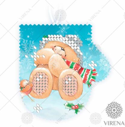 "Orsetto con sciarpa". Decorazione di Natale ricamo a perline
