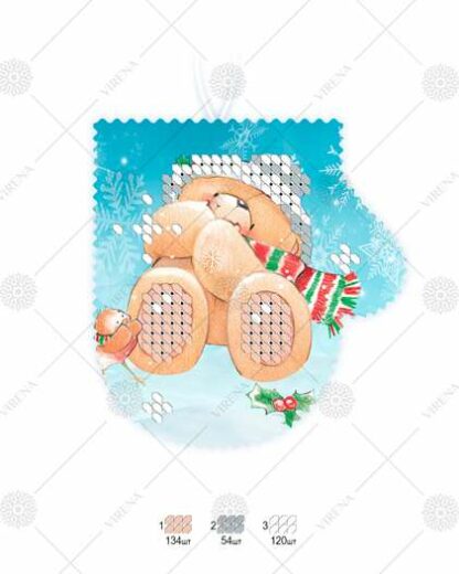 "Orsetto con sciarpa". Decorazione di Natale ricamo a perline - Image 2