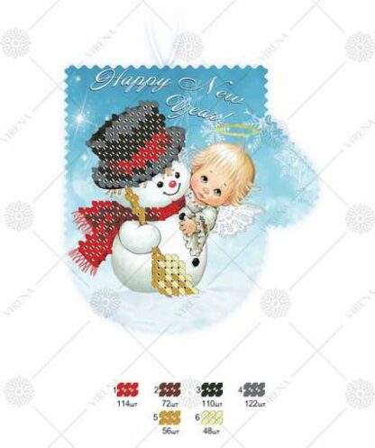 "Pupazzo di neve". Decorazione di Natale ricamo a perline - Image 2