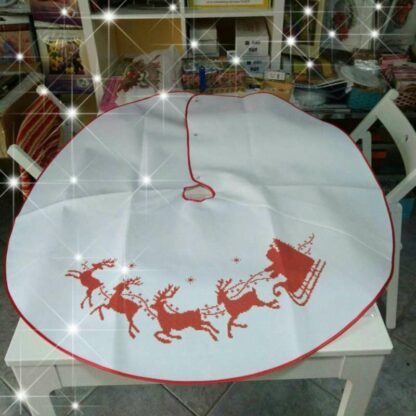 "Slitta di Babbo Natale" in rosso. Sottoalbero di Natale con ricamo a perline - Image 2