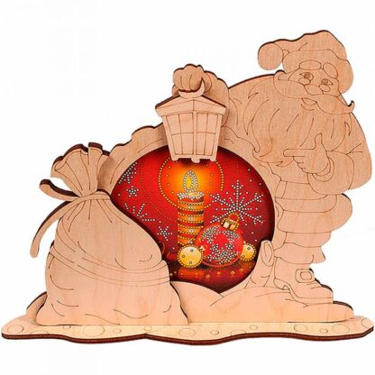 "Babbo Natale con lanterna". Kit ricamo a perline in legno - Image 2