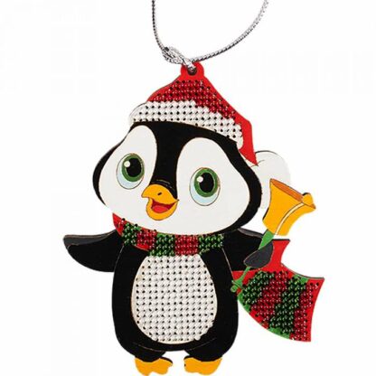 "Il pinguino". Kit ricamo a perline in legno