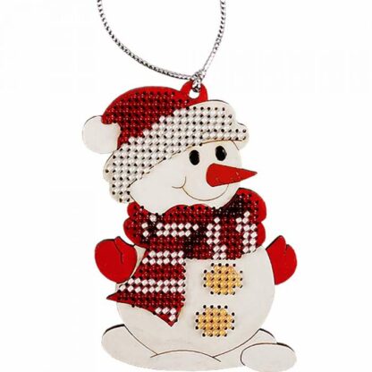 "Pupazzo di neve". Kit ricamo a perline in legno