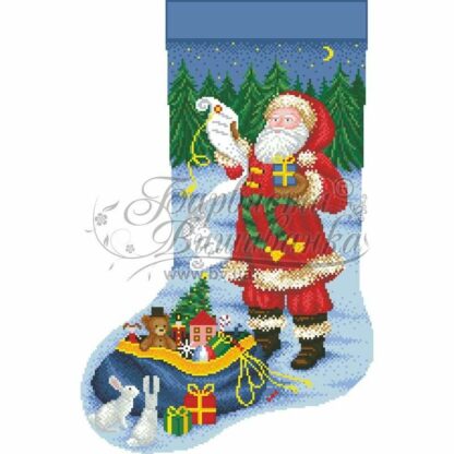 "Babbo Natale con i regali". Calza di Natale ricamo a perline - Image 2