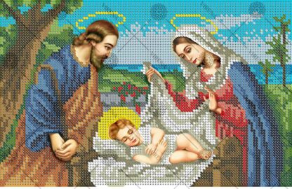 “Gesù bambino nella culla”. Schema ricamo a perline