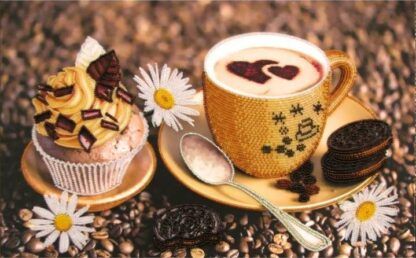 "Il caffè con amore". Kit ricamo a perline