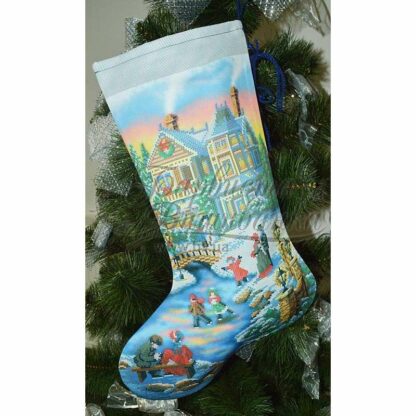 "Il Natale vittoriano". Calza di Natale ricamo a perline