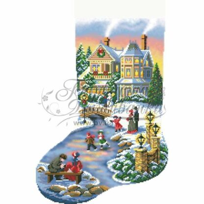 "Il Natale vittoriano". Calza di Natale ricamo a perline - Image 2