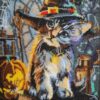 "In attesa di Halloween. Gatto". Kit ricamo a perline