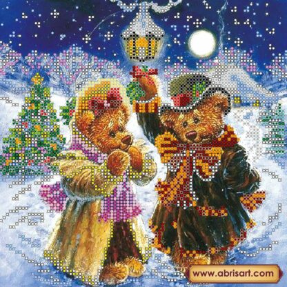 "La magia di Natale. Orsetti".  Schema ricamo a perline