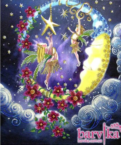 "Le fate piccoline sulla luna". Kit ricamo a perline