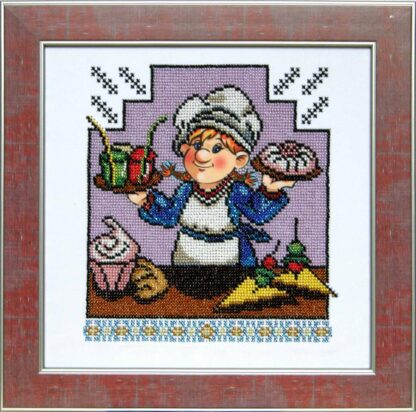 "Cucina divertente. Dolci". Schema ricamo a perline