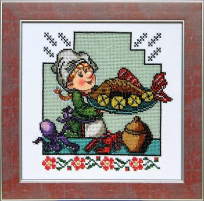 "Cucina divertente. Frutti di mare". Schema ricamo a perline