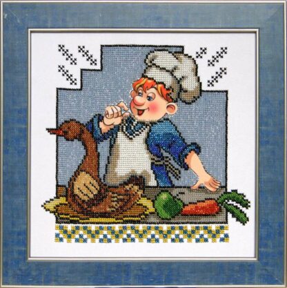 "Cucina divertente. Oca". Schema ricamo a perline