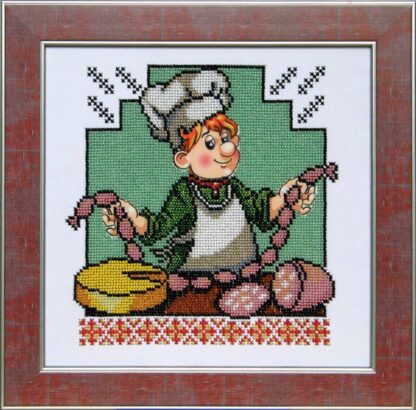 "Cucina divertente. Salumi". Schema ricamo a perline