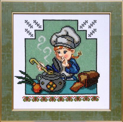 "Cucina divertente. Zuppa". Schema ricamo a perline