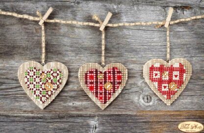 "Felice san Valentino. Cuoricini Patchwork". Schema ricamo a perline