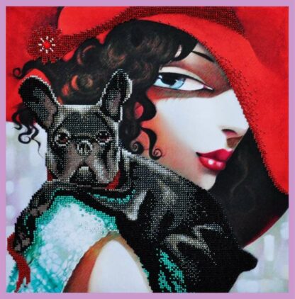"Lady In Red. Cagnolino". Kit ricamo a perline