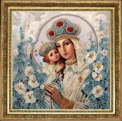 "Madonna con Gesù bambino. Malva". Kit ricamo a perline - Image 2