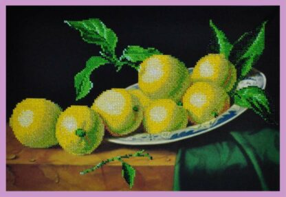 “Natura morta con limoni”. Kit ricamo a perline