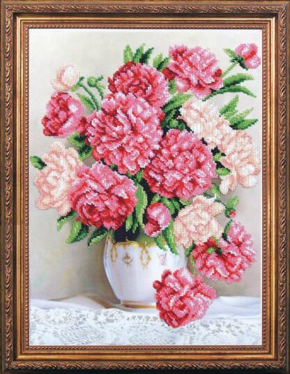 “Peonie nel vaso”. Kit ricamo a perline - Image 2