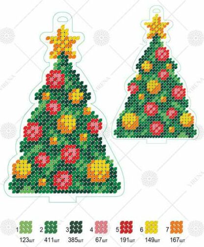 "Albero di Natale". Decorazione di Natale ricamo a perline in legno - Image 3