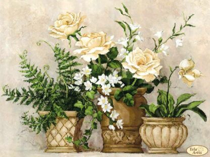 "Fiori in stile Shabby Chic". Schema ricamo a perline