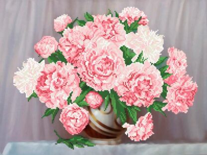"Peonie nel vaso". Schema ricamo a perline