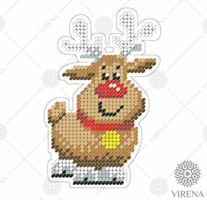 "Renna di Babbo Natale". Decorazione di Natale ricamo a perline in legno - Image 4