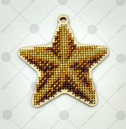 "Stella". Decorazione di Natale ricamo a perline in legno