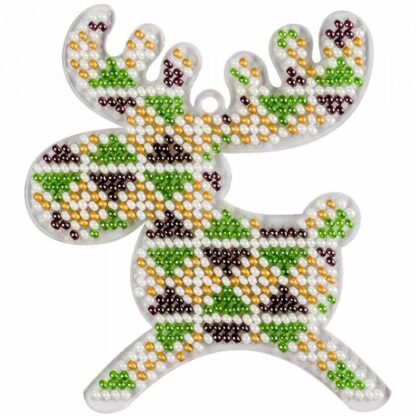 “Alce. Motivi Jacquard”. Decorazione di Natale ricamo a perline in plastica