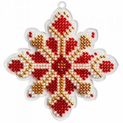 “Fiocco di neve”. Decorazione di Natale ricamo a perline in plastica