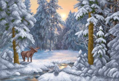 "Inverno nella foresta. Alce". Schema ricamo a perline