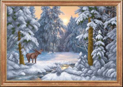 "Inverno nella foresta. Alce". Schema ricamo a perline - Image 2