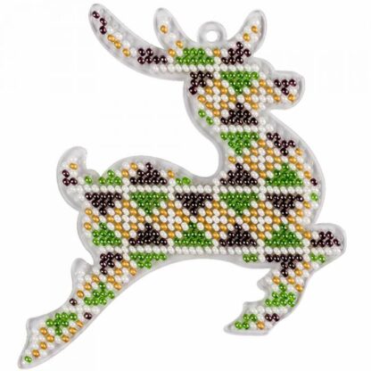 “Renna. Motivi Jacquard”. Decorazione di Natale ricamo a perline in plastica