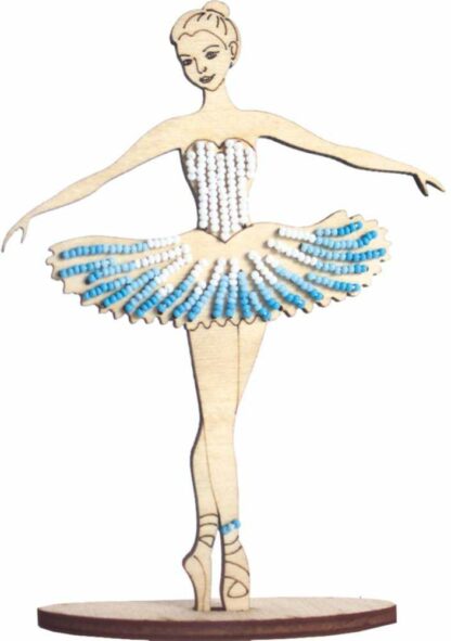 “Ballerina in abito blu”. KIT-Decorazione ricamo a perline in legno