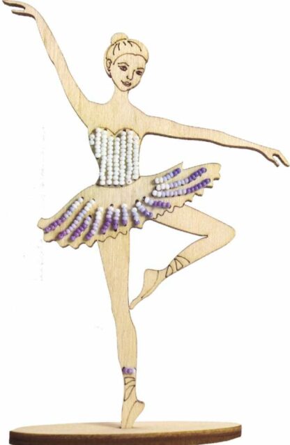 “Ballerina in abito viola”. KIT-Decorazione ricamo a perline in legno