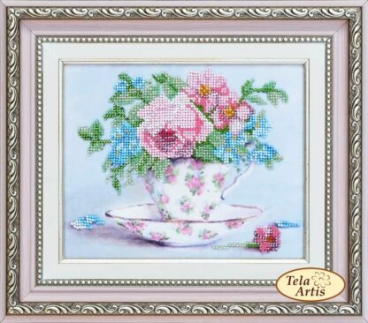 "Piccolo bouquet in stile vintage". Kit ricamo a perline con base di velours