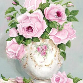 “Bouquet di rose in stile Shabby Chic”-02. Schema ricamo a perline