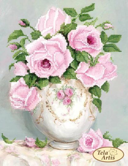 “Bouquet di rose in stile Shabby Chic”-02. Schema ricamo a perline