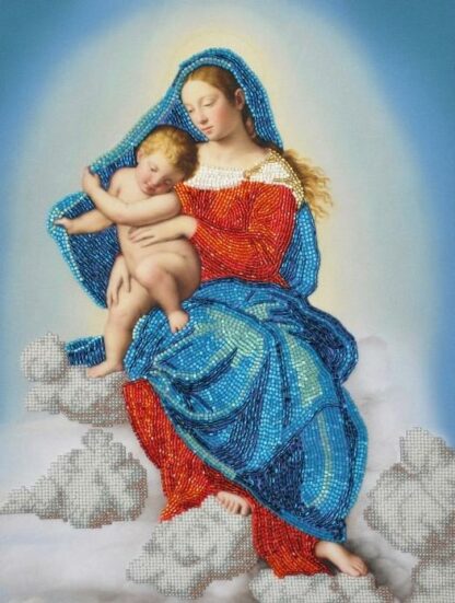 "Madonna con Bambino in gloria" di Salvi Giovanni Battista. Kit ricamo a perline