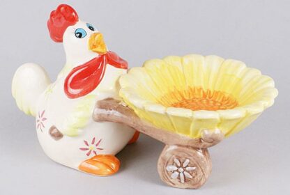 "Gallina con carretto". Portauova in ceramica