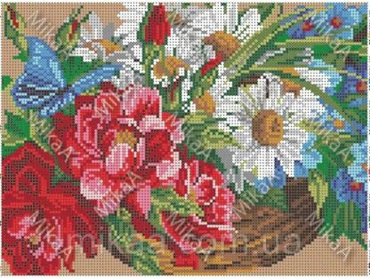 “Cesto con fiori di campo”. Schema ricamo a perline