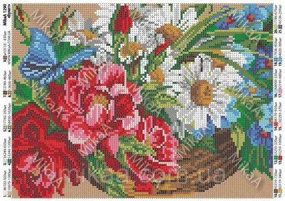 “Cesto con fiori di campo”. Schema ricamo a perline