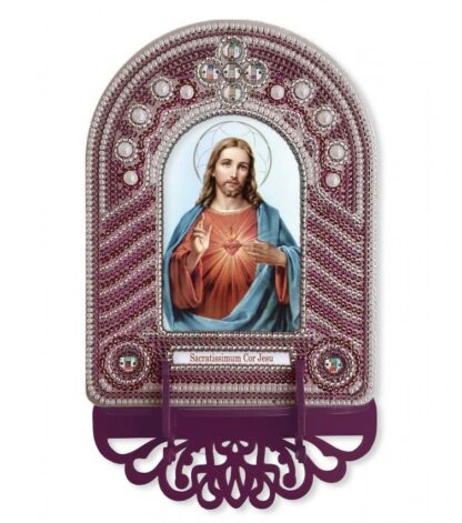 “Cuore Immacolato di Gesù”. Kit-icona con cornice ricamata a perline