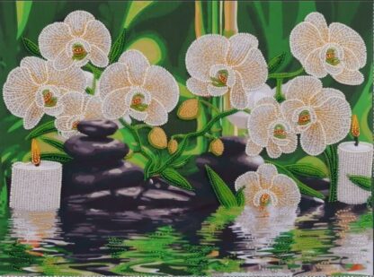 "Le orchidee bianche". Kit ricamo a perline