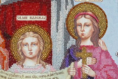 "S. Sofia e le sue tre figlie: Fede, Speranza e Carità". Kit-icona ricamo a perline
