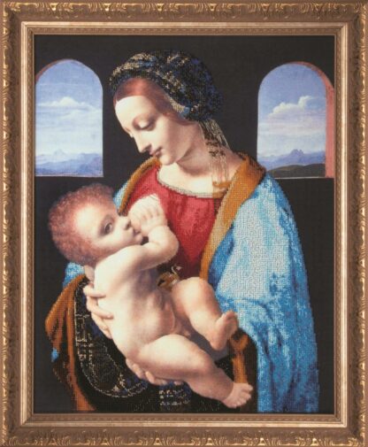 "Madonna Litta".Kit ricamo completo di perline