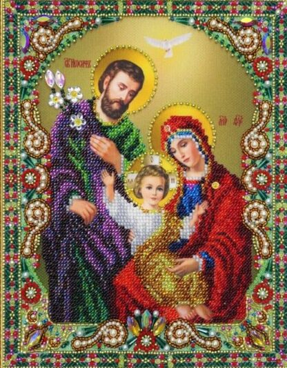 “La Sacra Famiglia”-02. Kit-icona ricamo a perline